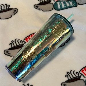 Starbucks Iridescent Gold Glitter Polka Dot Tumblr